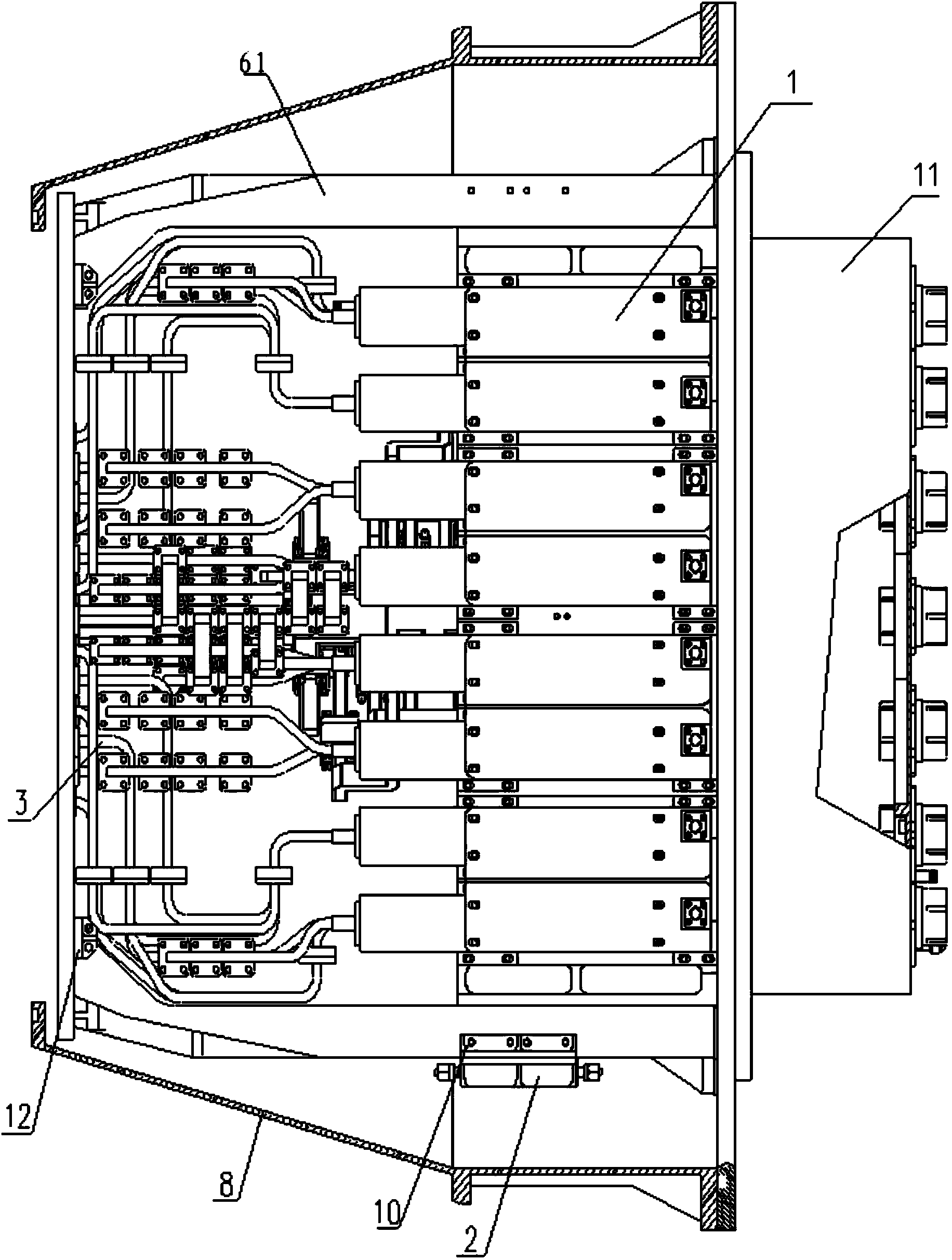 Millimeter wave multi-channel radio frequency receiving front end for Ka frequency band feed source