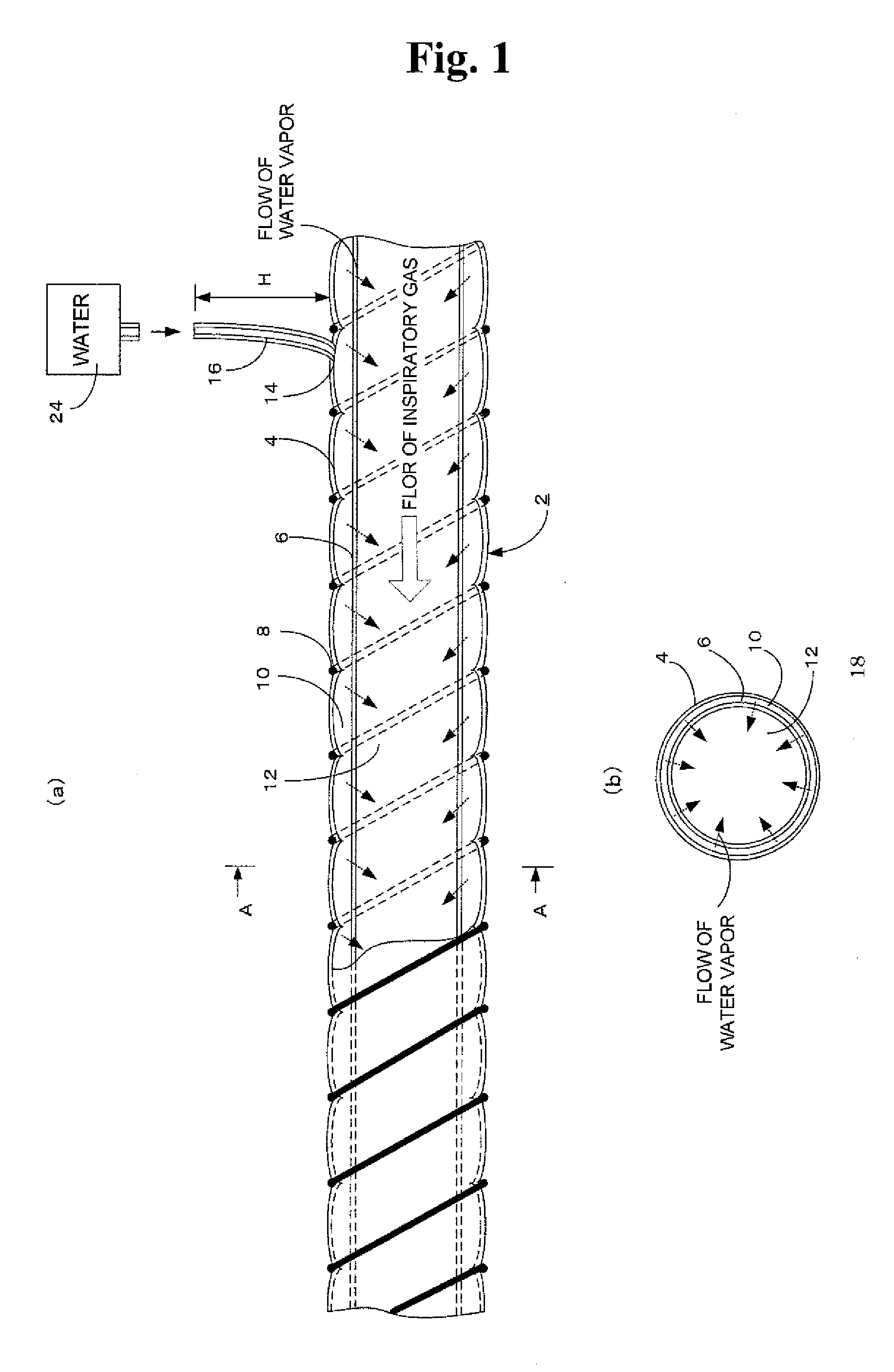 Artificial nose and breathing circuit provided with the artificial airway