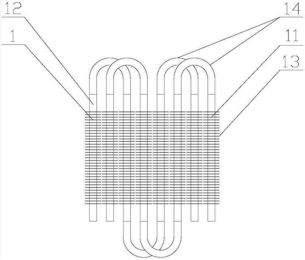 Serpentine tube row, heat-exchanging device and layout method of serpentine tube row