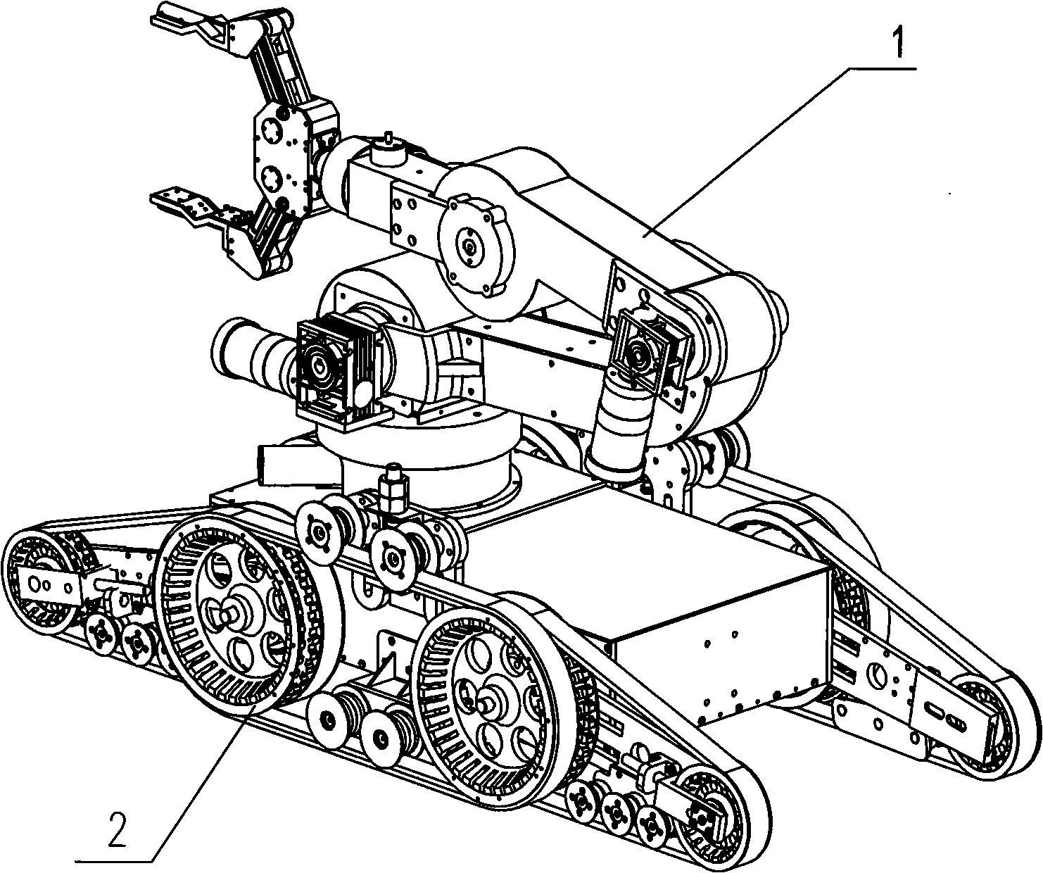 Crawler type multi-arm rod mobile robot