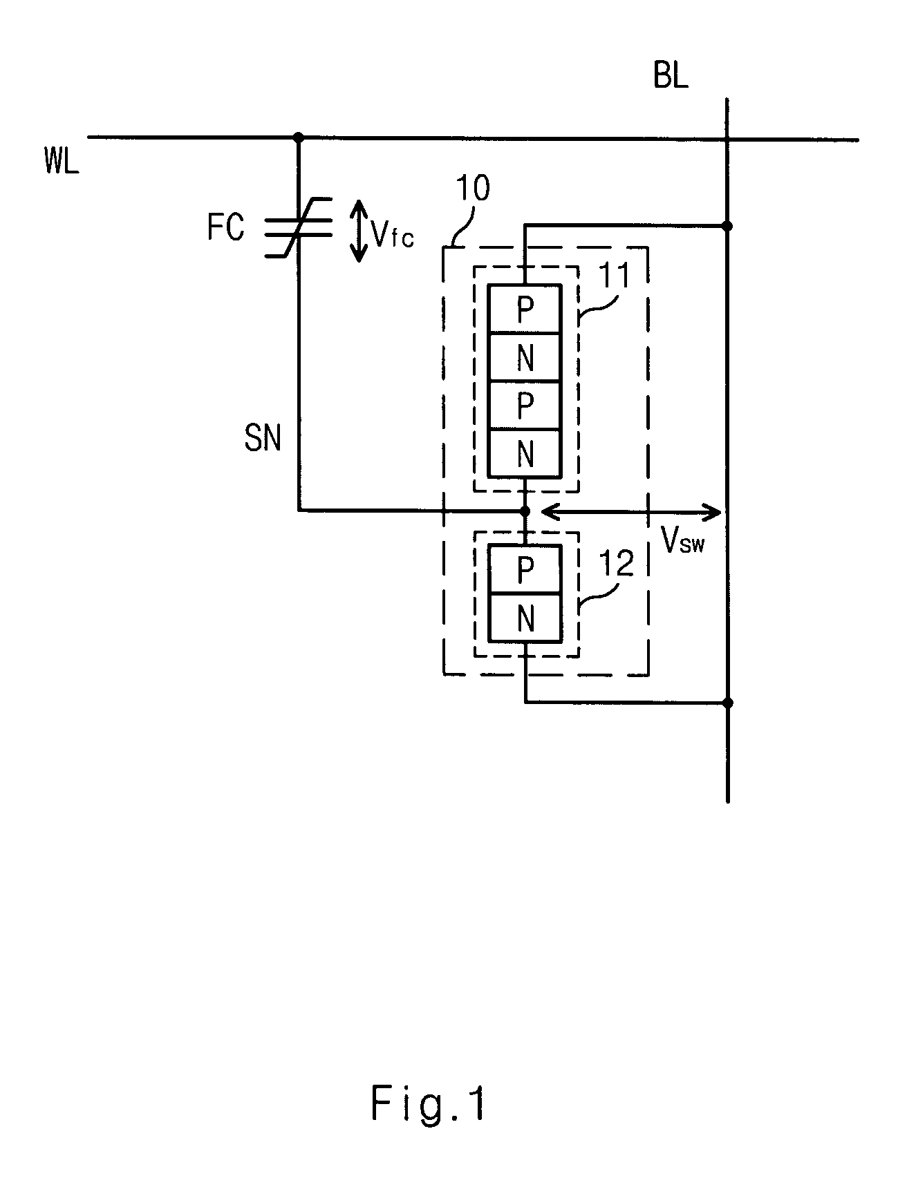 Non-volatile ferroelectric cell array circuit using PNPN diode characteristics