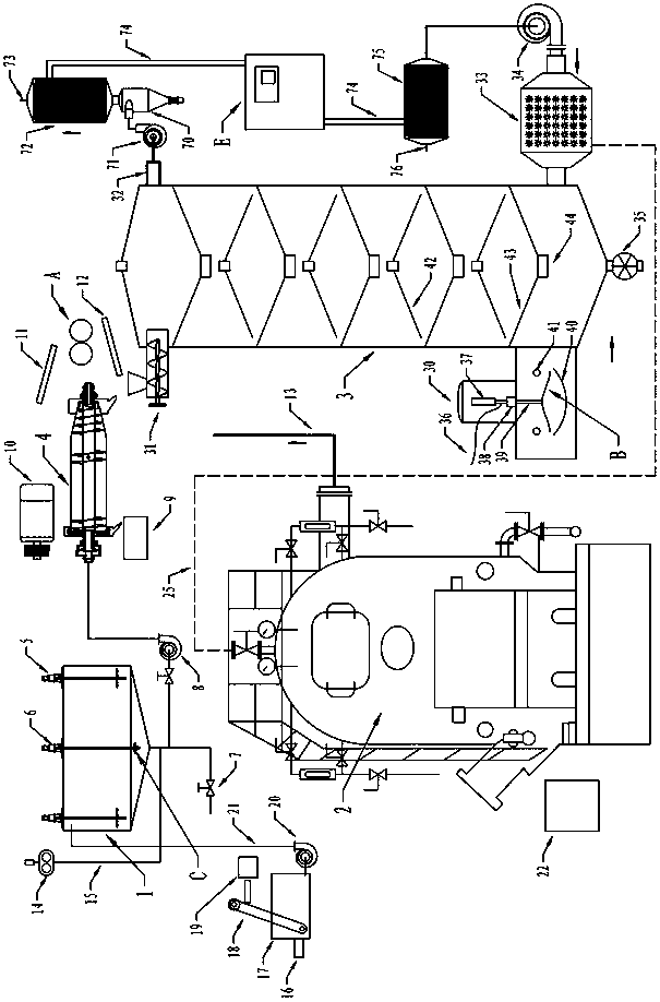 Pulse gas explosion type municipal wastewater and garbage treatment device with tail heat utilization and centrifuge