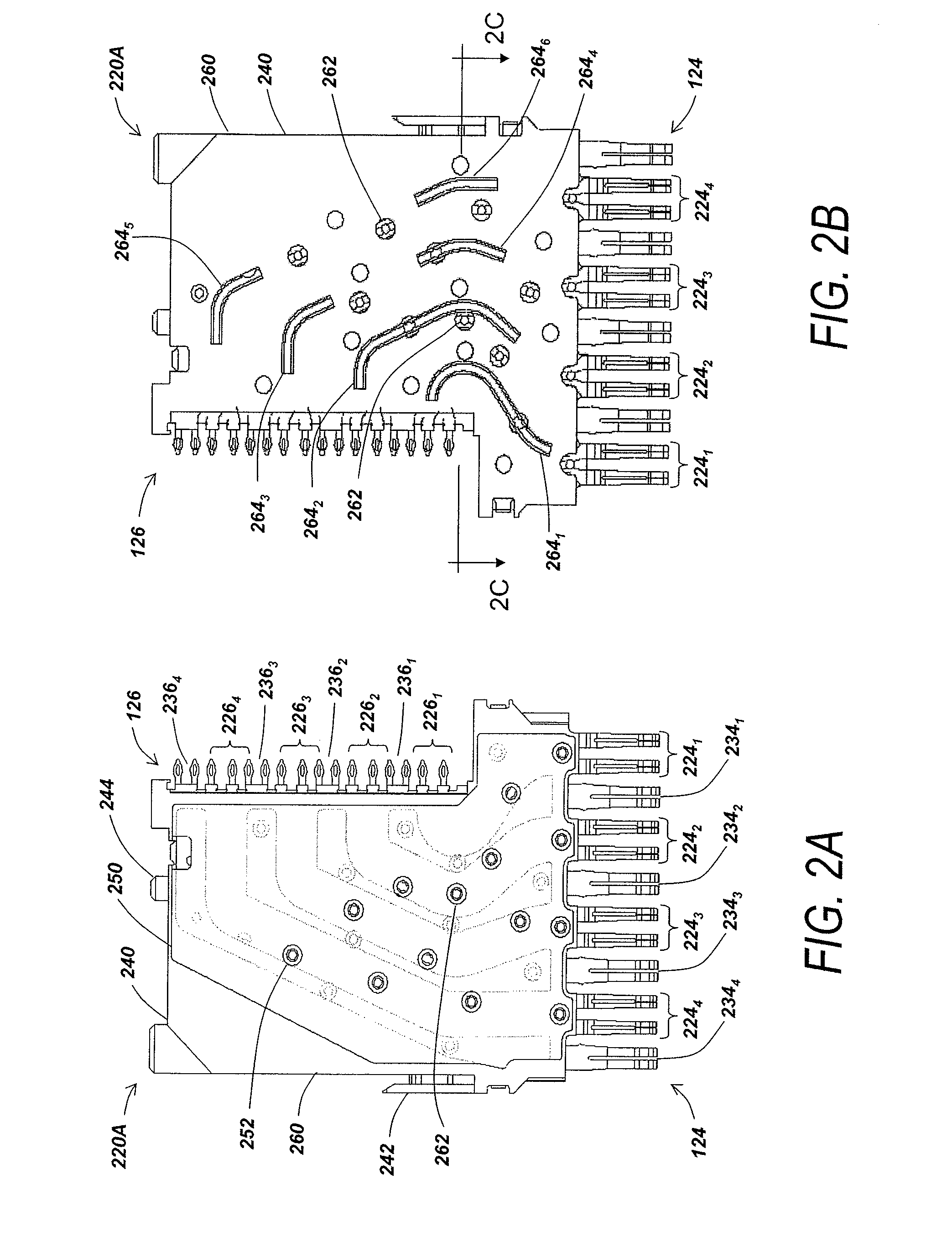 High speed, high density electrical connector with selective positioning of lossy regions