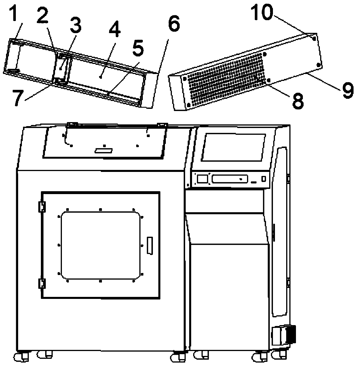 Air filtering device for 3D (three-dimensional) printing machine control cabinet