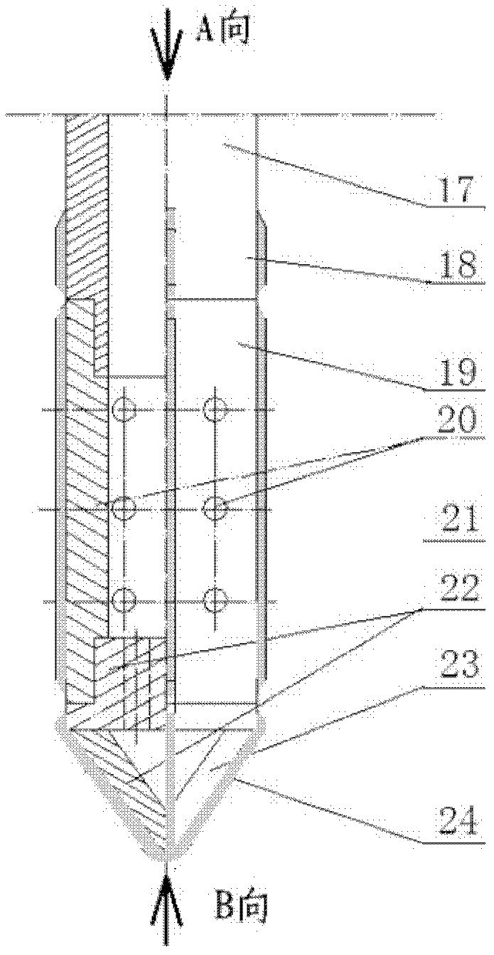 Process for realizing grouting consolidation for aggregates filled in cavities of strata and jetting drill bit