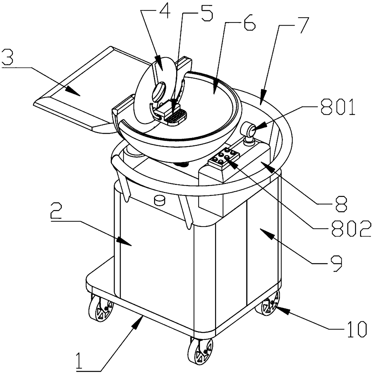 Hair washing and bathing vehicle for medical care sanatorium