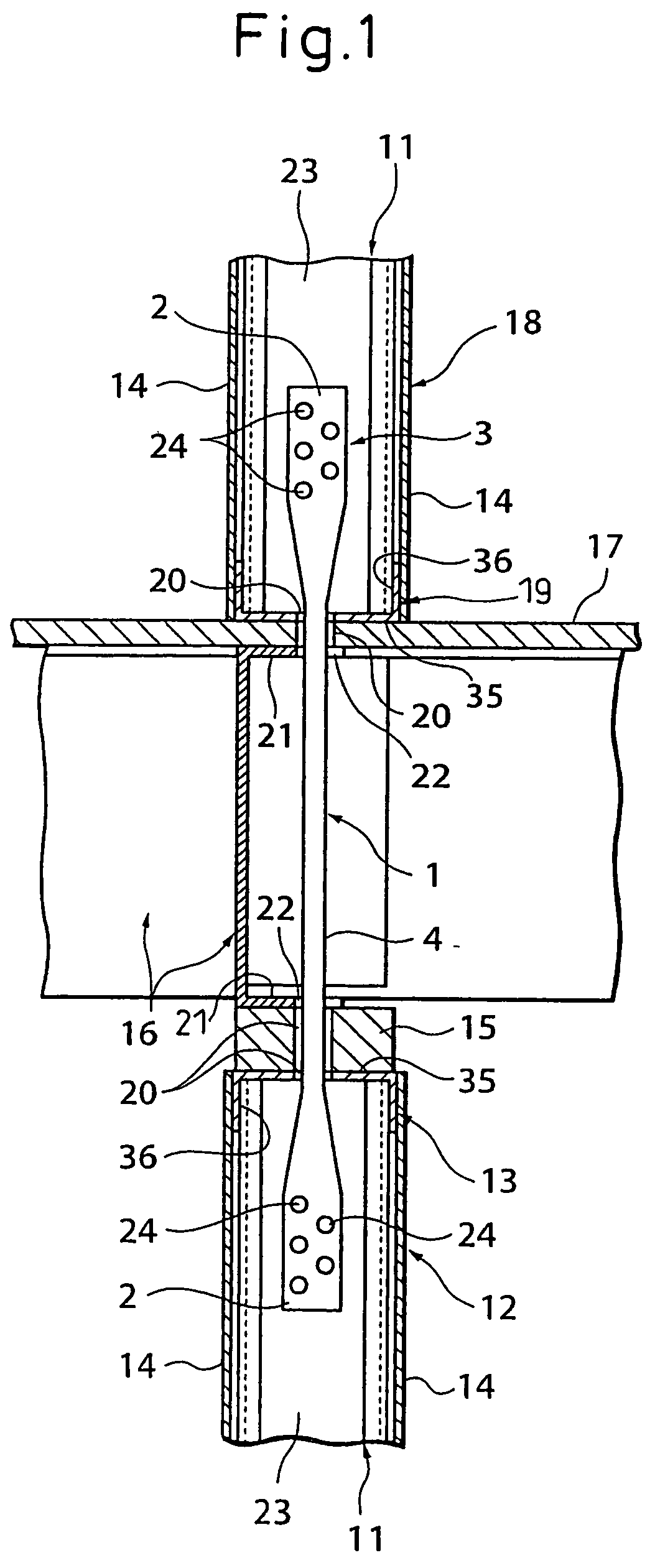 Joint fitting between members, joint structure of upper and lower floor vertical frame members, and method of joining