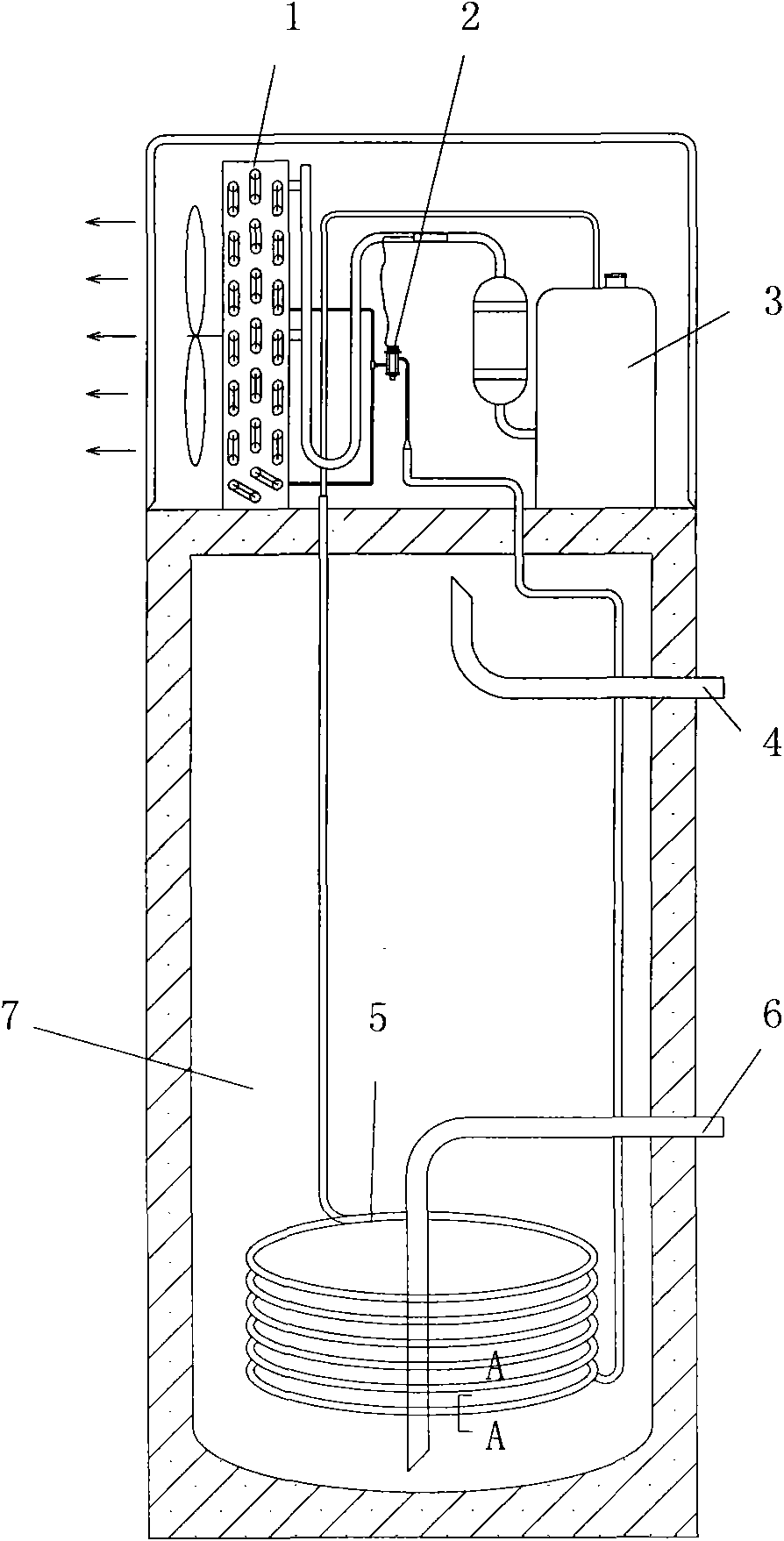 Heat-exchanging coil pipe and water storage type heat pump water heater using same