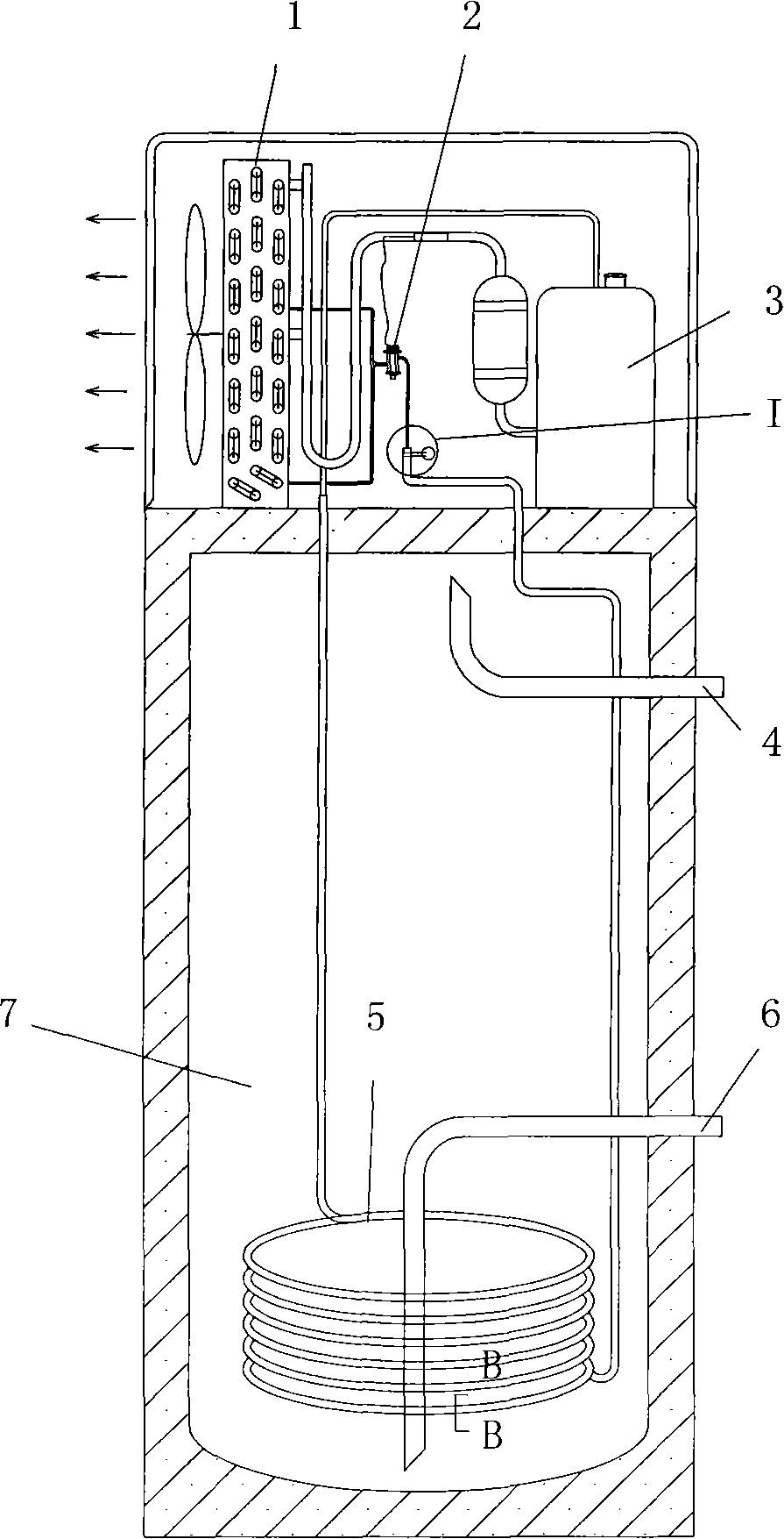 Heat-exchanging coil pipe and water storage type heat pump water heater using same