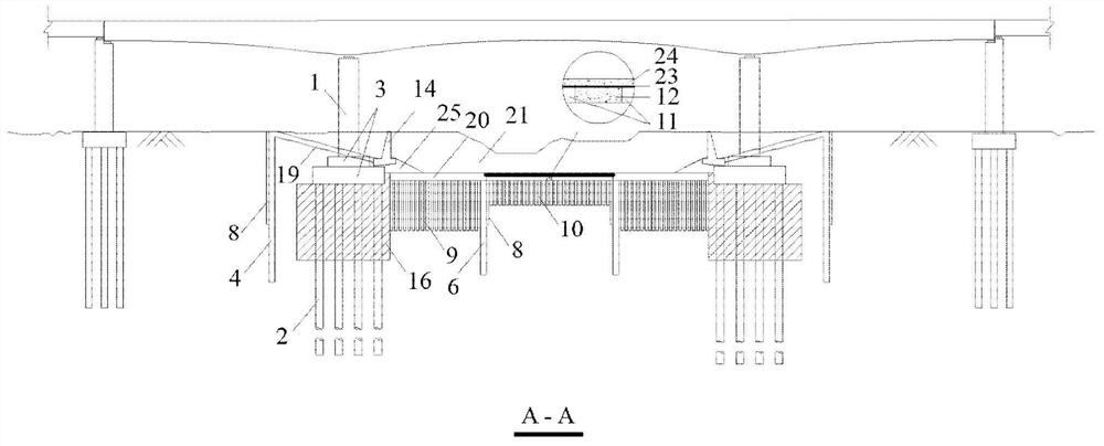 Frame reinforcing system and method for channel underneath passing high-speed rail pier pile foundation