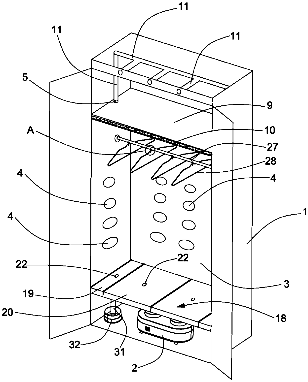 Sidewall blowing-type drying wardrobe