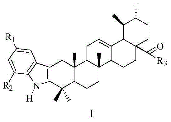 Ursolic acid indole derivative, preparation method and application thereof