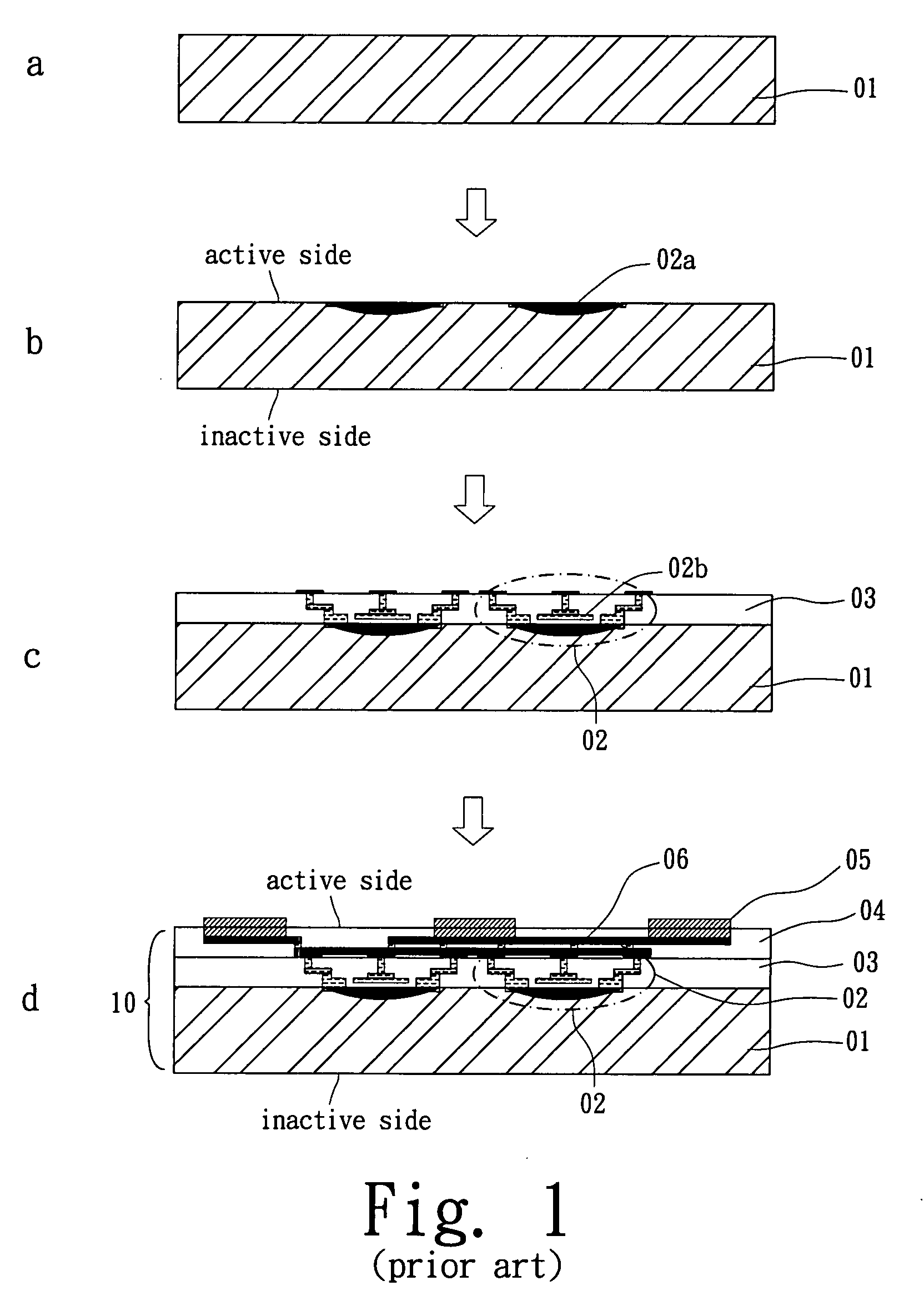 Chip structure with half-tunneling electrical contact to have one electrical contact formed on inactive side thereof and method for producing the same