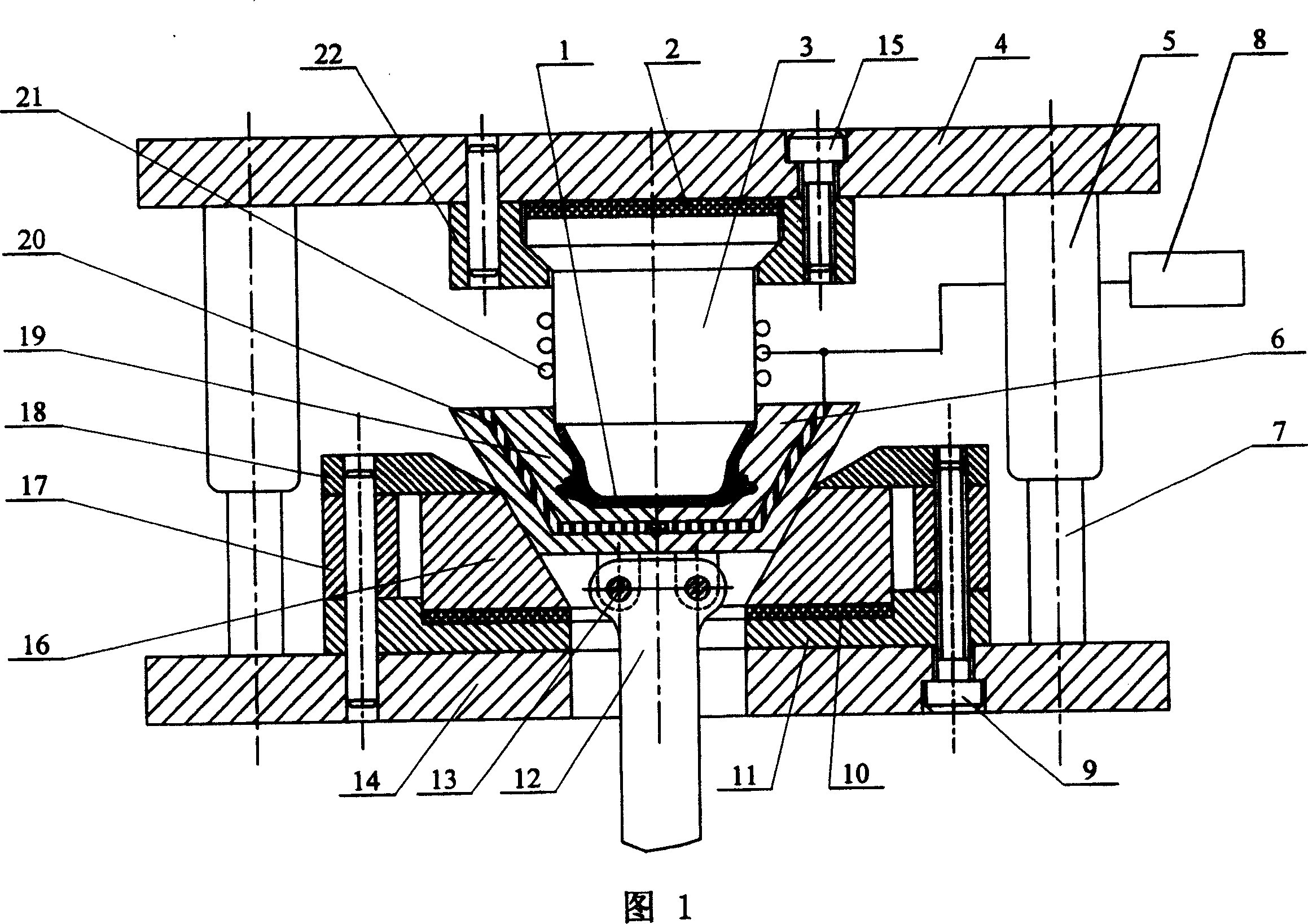 Shaping device of solid hot extrusion magnesium alloy wheel hub and shaping method thereof