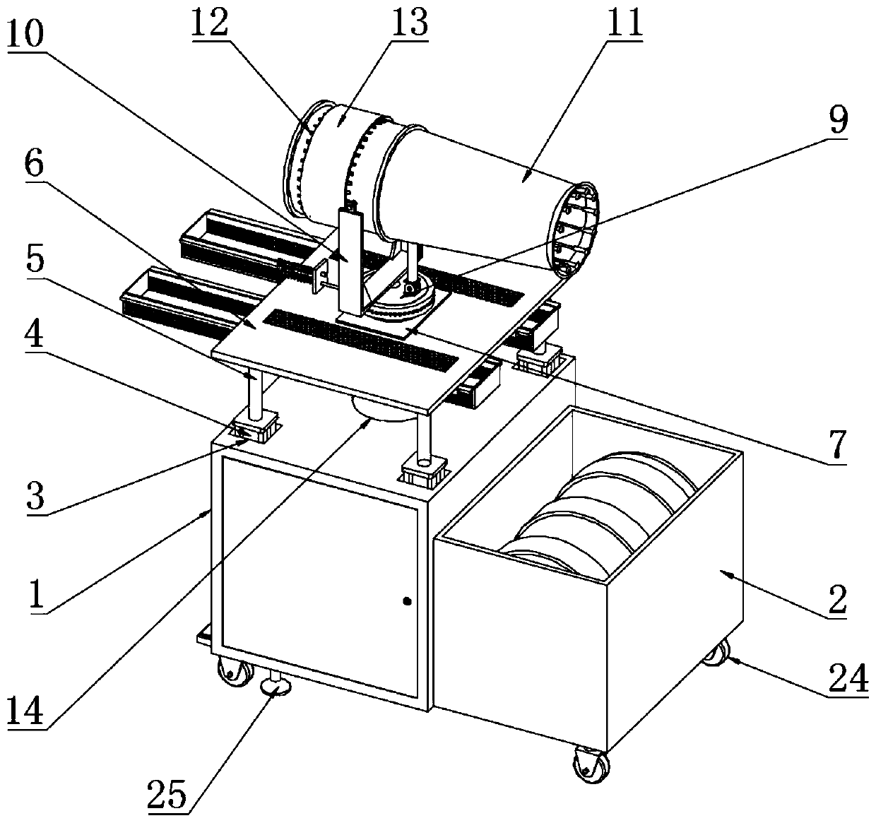 Adjustable spray device for raising dust control of building construction