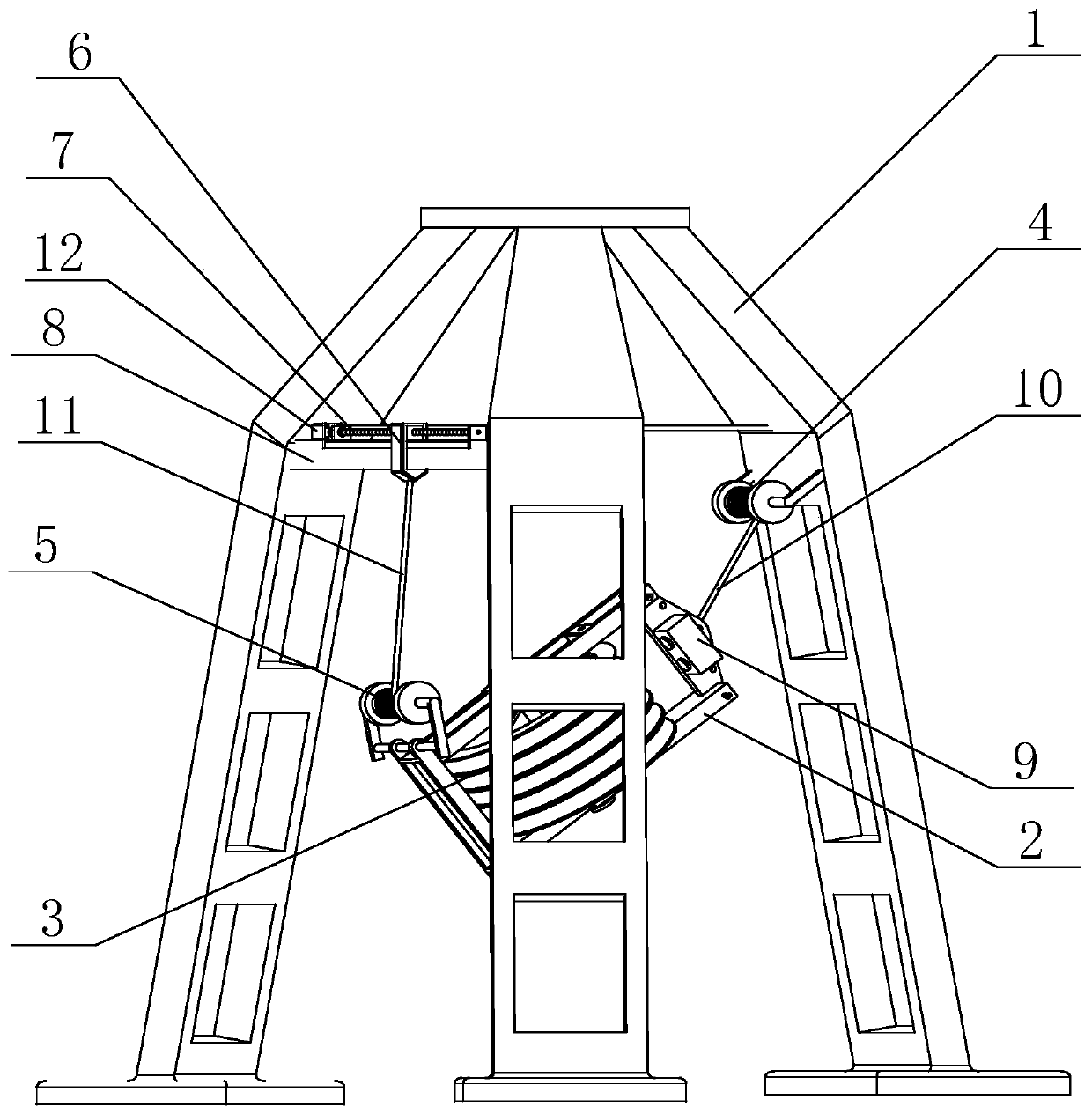 Steering device and steering adjusting method for tension pay-off construction