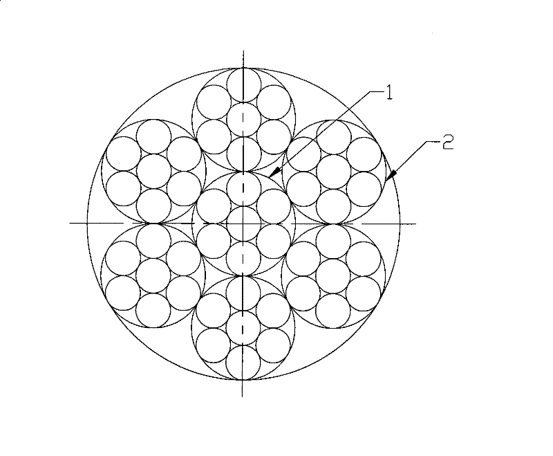 Fiber cable core structure for steel wire rope