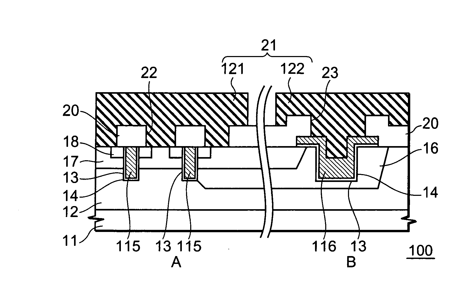 Semiconductor device with a vertical MOSFET and method for manufacturing the same