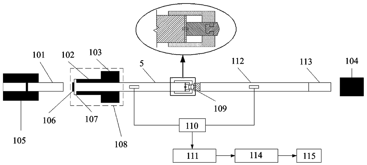 Variable pressing head dynamic pressing test device based on Hopkinson pressing rod system