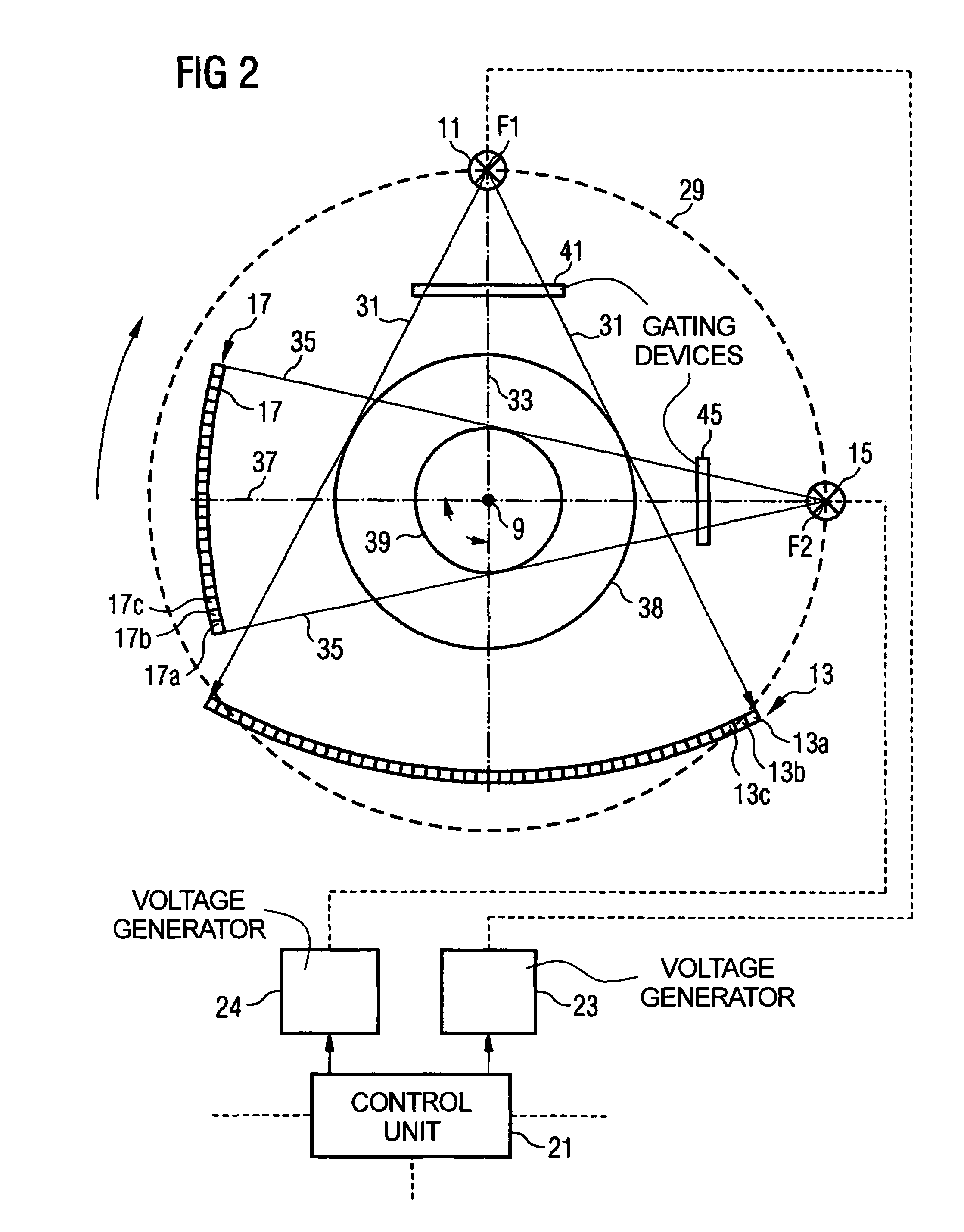 Imaging tomography device with at least two beam detector systems, and method to operate such a tomography device