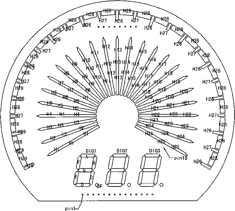 Gauge pointer and digital combined type LED (light emitting diode) display device special for electric exerciser