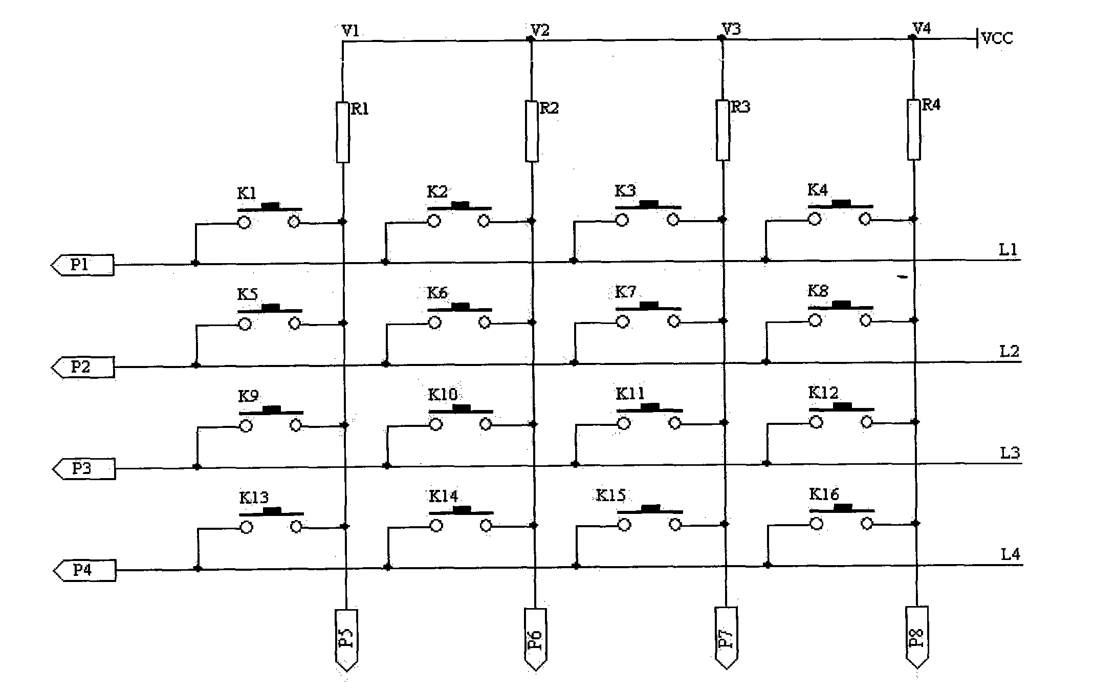 Keyboard scanning circuit and scanning method thereof