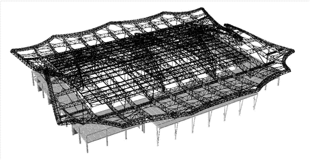 Computer control hydraulic synchronous hoisting construction method for complex space truss structure