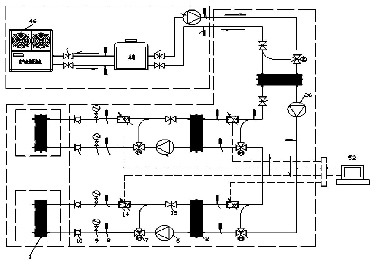 Device for testing energy-saving water source heat pump performance coefficients