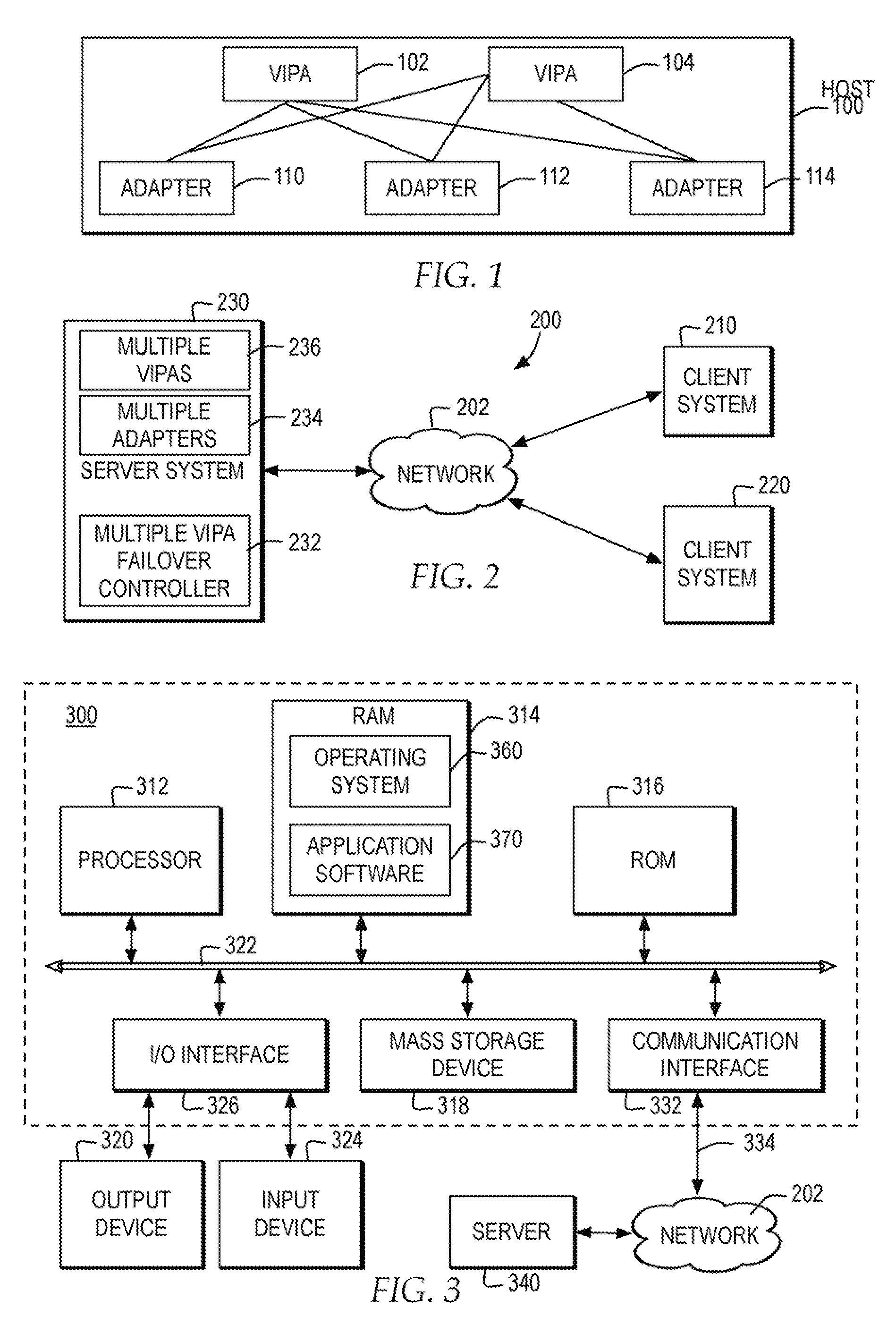 Failover in a host concurrently supporting multiple virtual IP addresses across multiple adapters