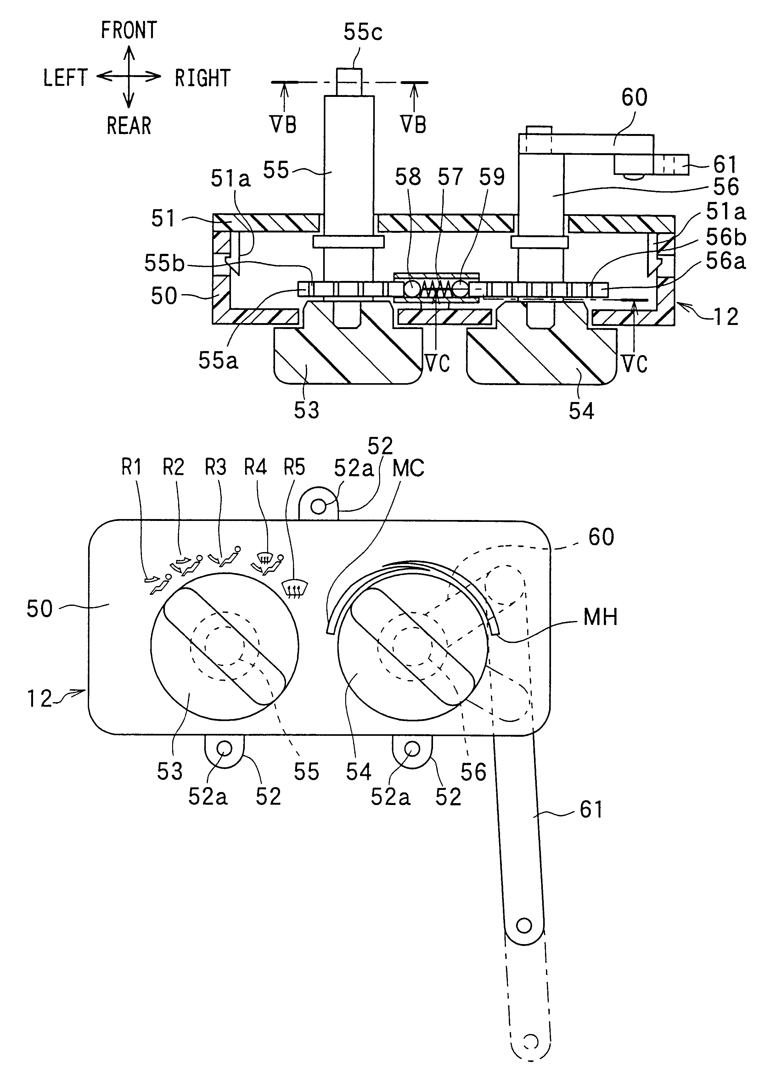 Vehicle air conditioner with manually operated operation member