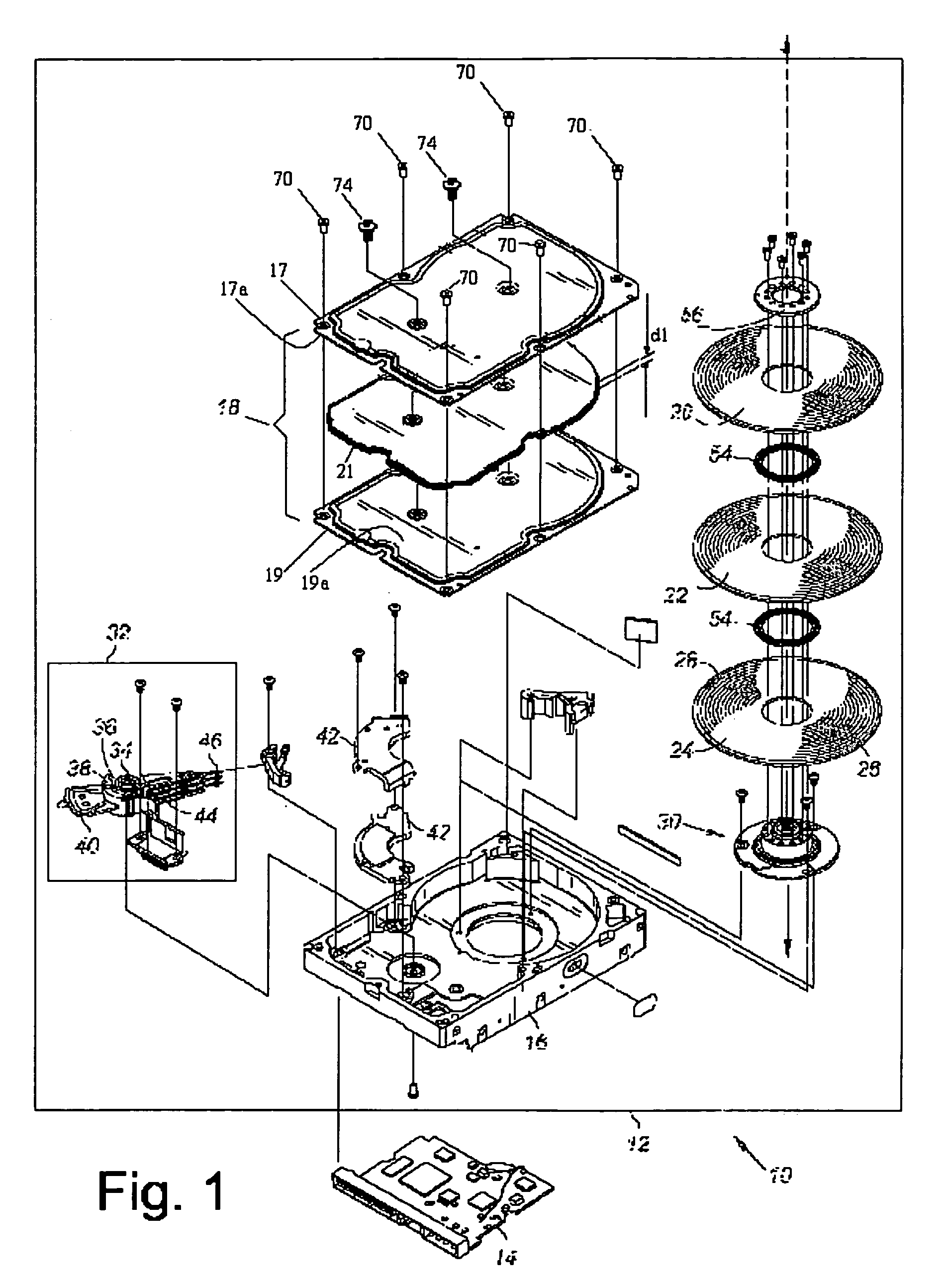 Disk drive having cover assembly which compresses a foam member between substantially planar rigid members