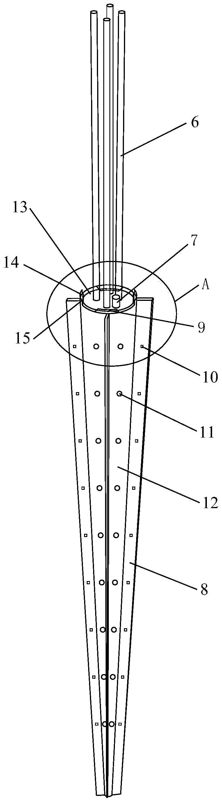 Coal pile temperature measuring and cooling grouting device and system