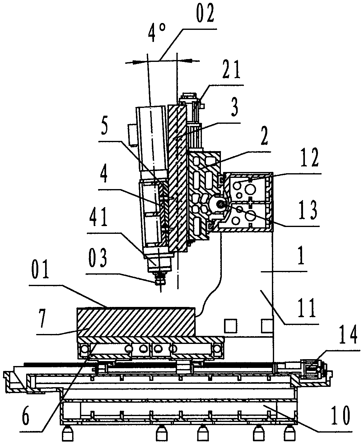 Special portal type numerical-control milling machine for efficiently milling arc-shaped surface of tool