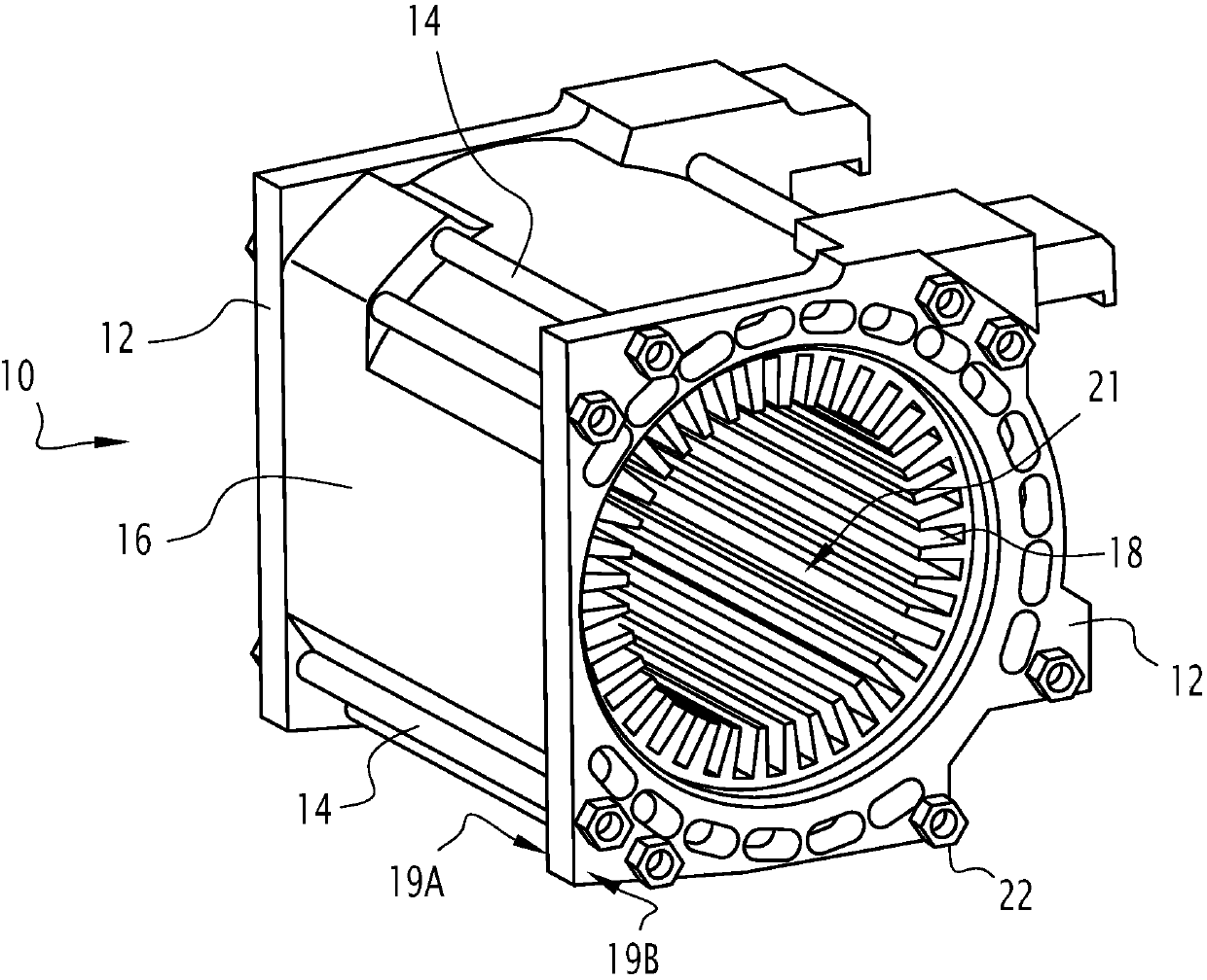 Screwed stator frame for an electric motor and associated manufacturing process