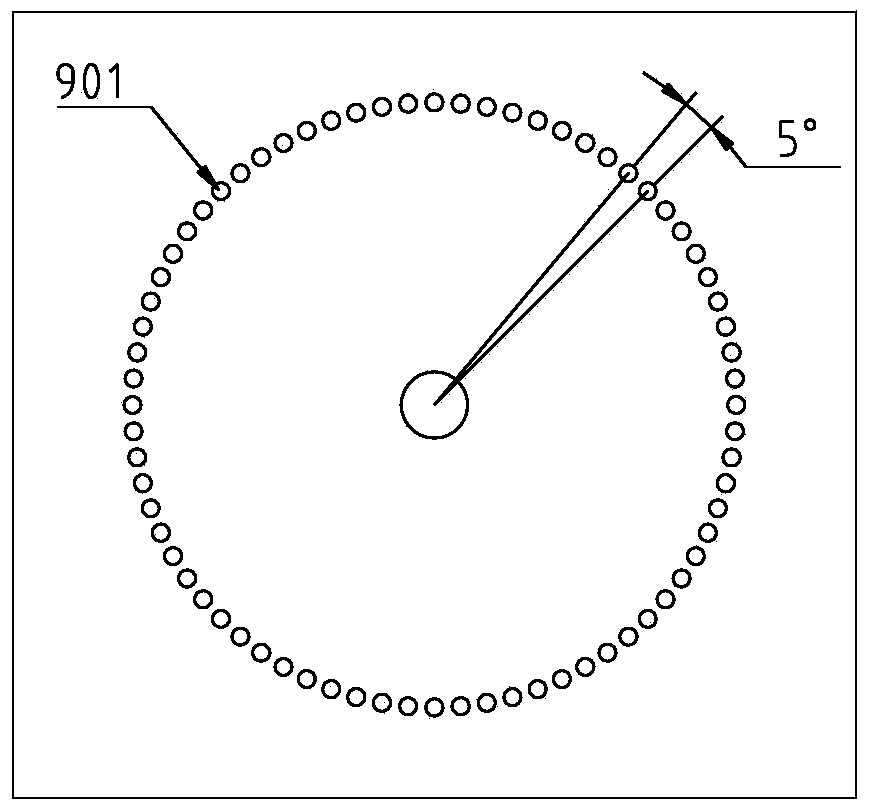 Measuring device and measuring method for axial-distribution data of section of rusted steel bar