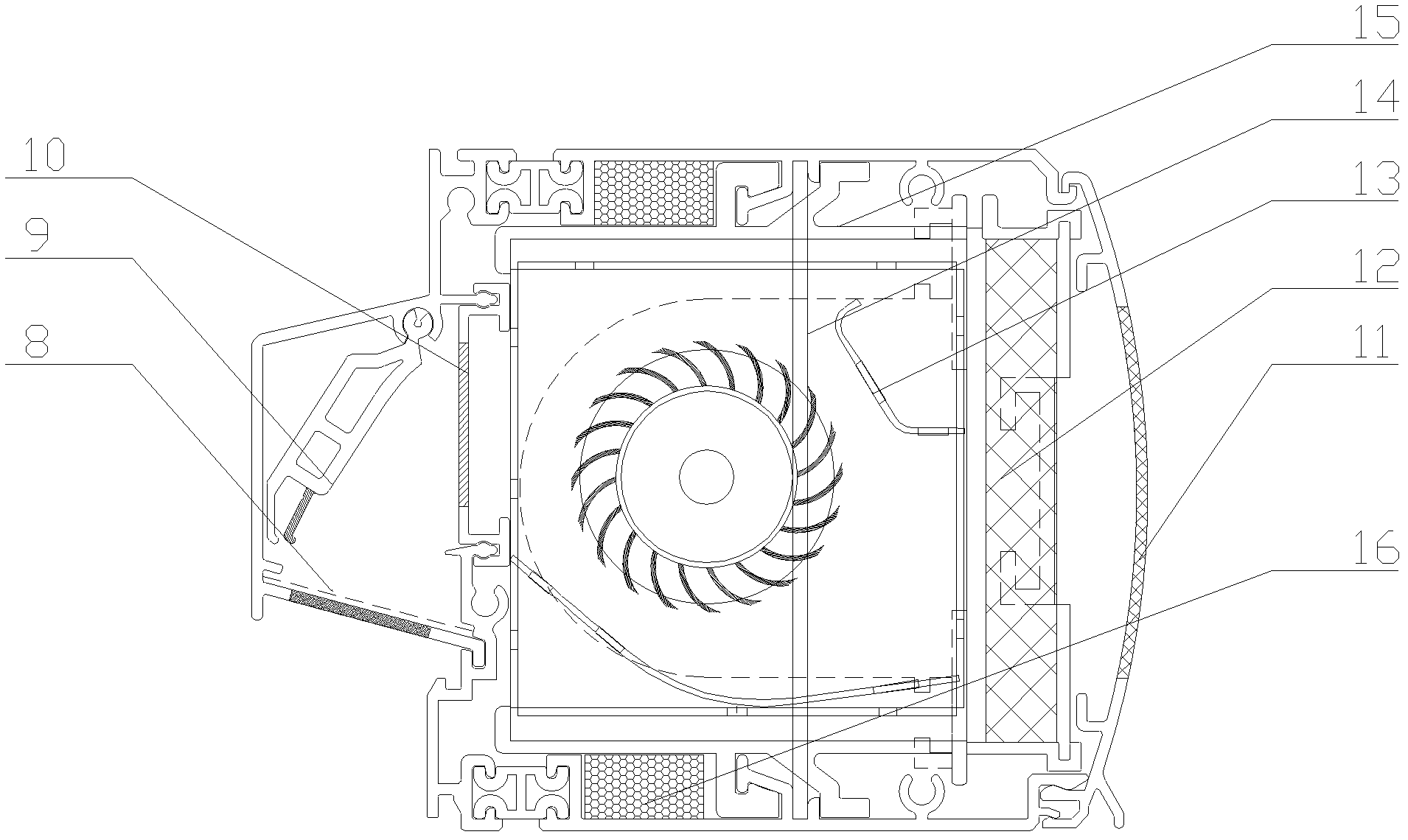 Inductive control intelligent power ventilating device of building window and door curtain walls