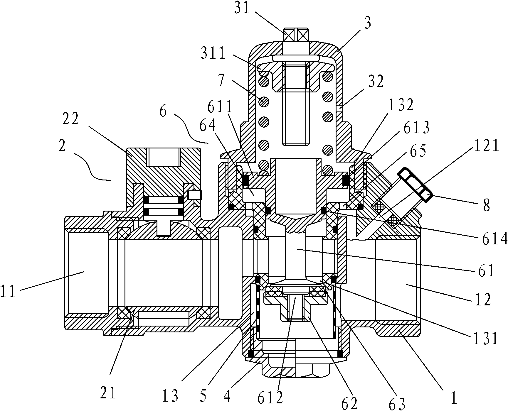 Integrated pressure reducing valve