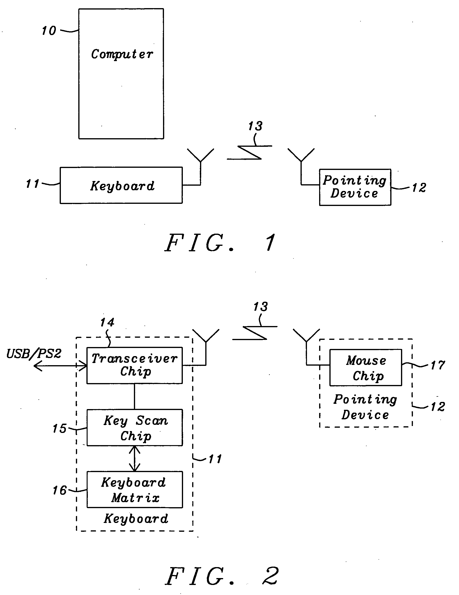 Combined keyboard and wireless transceiver