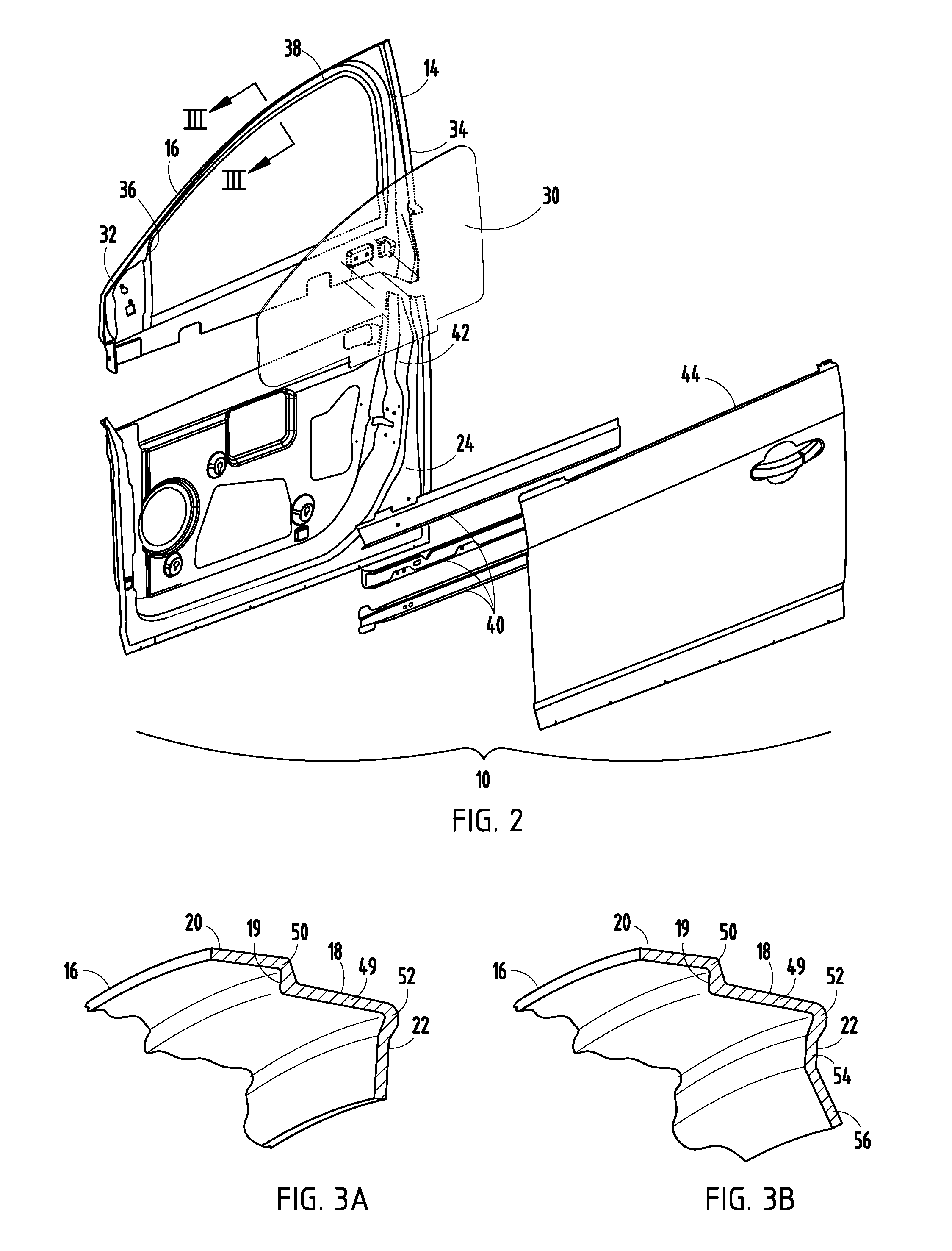 Inner panel design for automotive door header