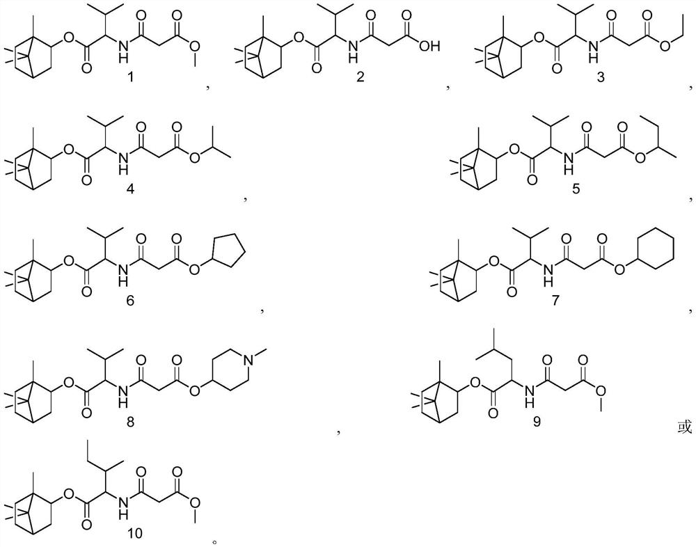 A class of derivatives of malonic acid monoester acylated amino acid (+) 2-alcohol esters and their applications