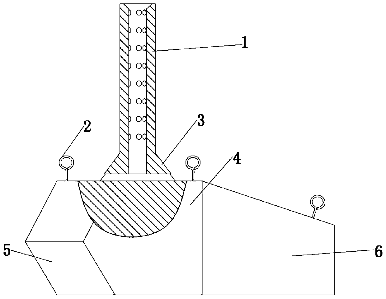 Mounting and fixing device of nuclear power station water discharging port flashboard guide groove auxiliary anode