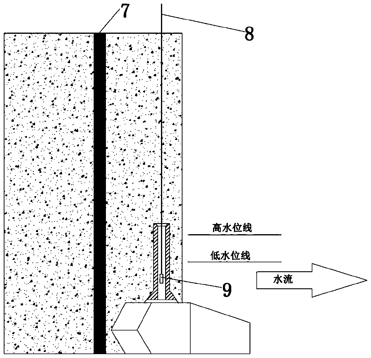 Mounting and fixing device of nuclear power station water discharging port flashboard guide groove auxiliary anode