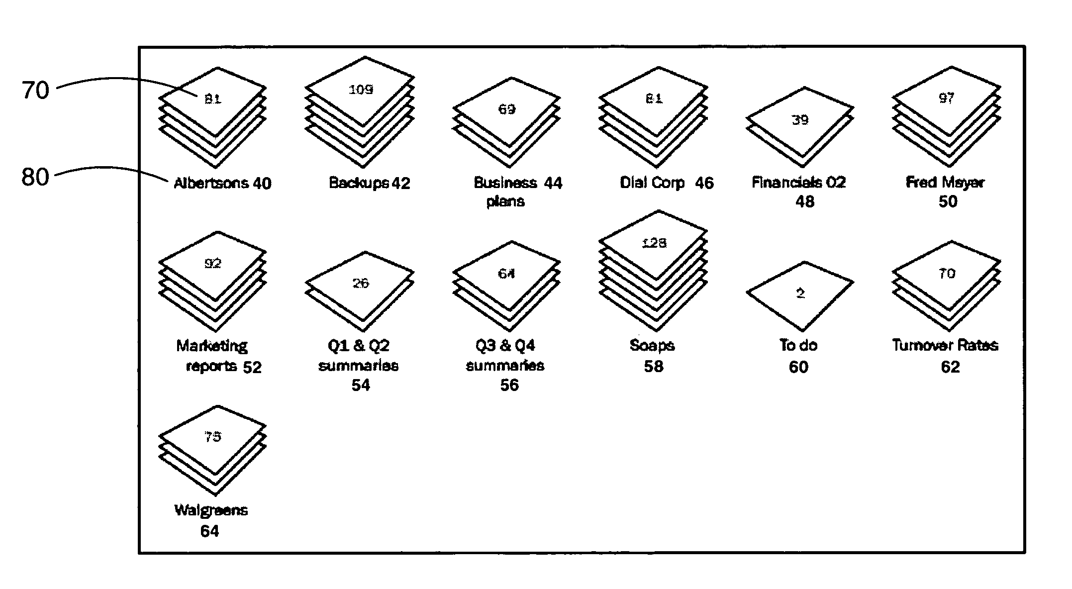 Stack icons representing multiple objects