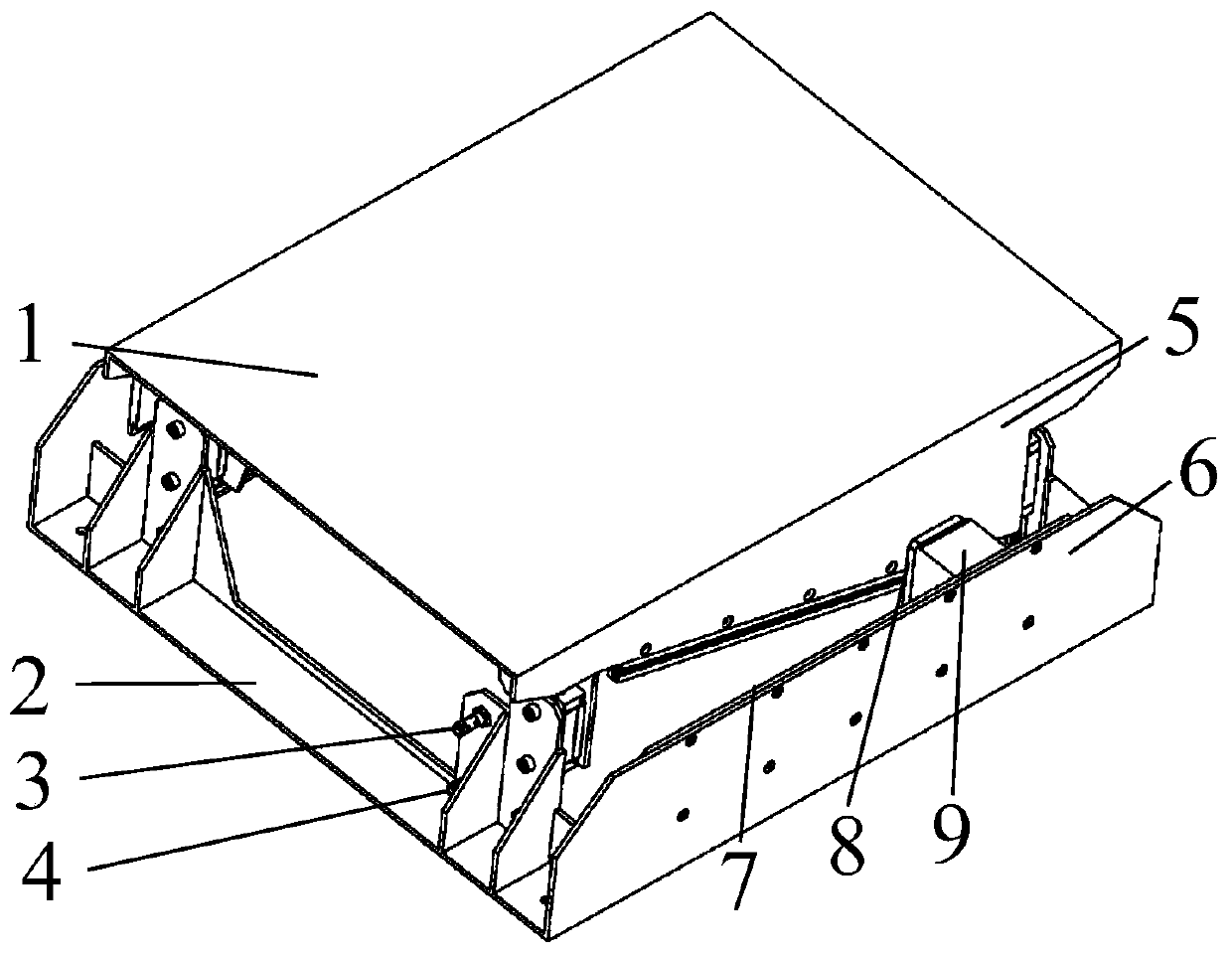 Inclined guide rail lifting device for AGV trolley