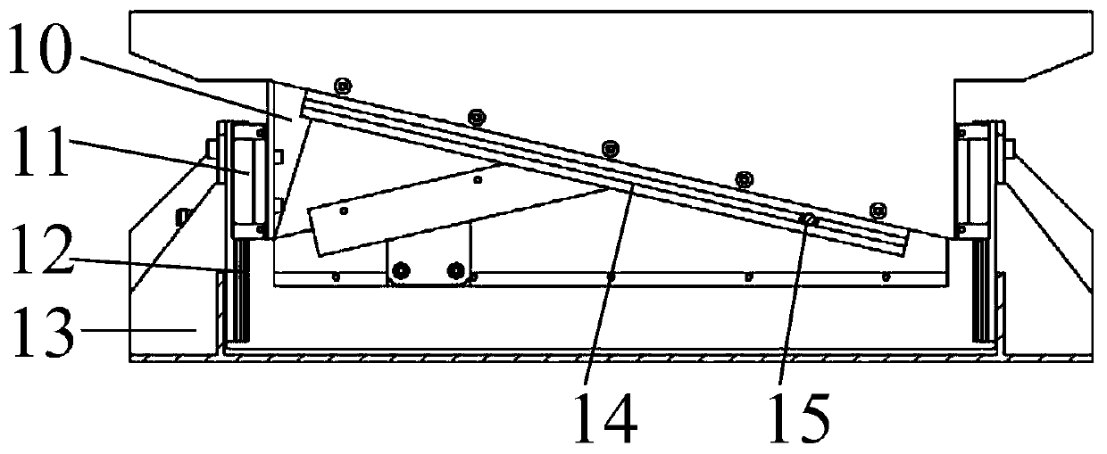 Inclined guide rail lifting device for AGV trolley