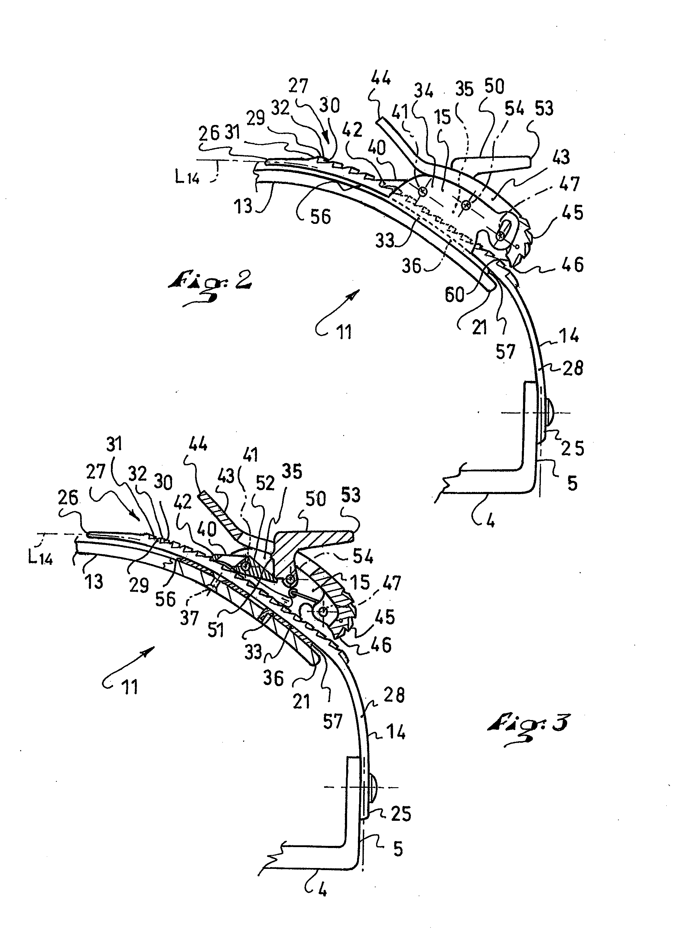 Assembly including a ratchet device and a tightening strap