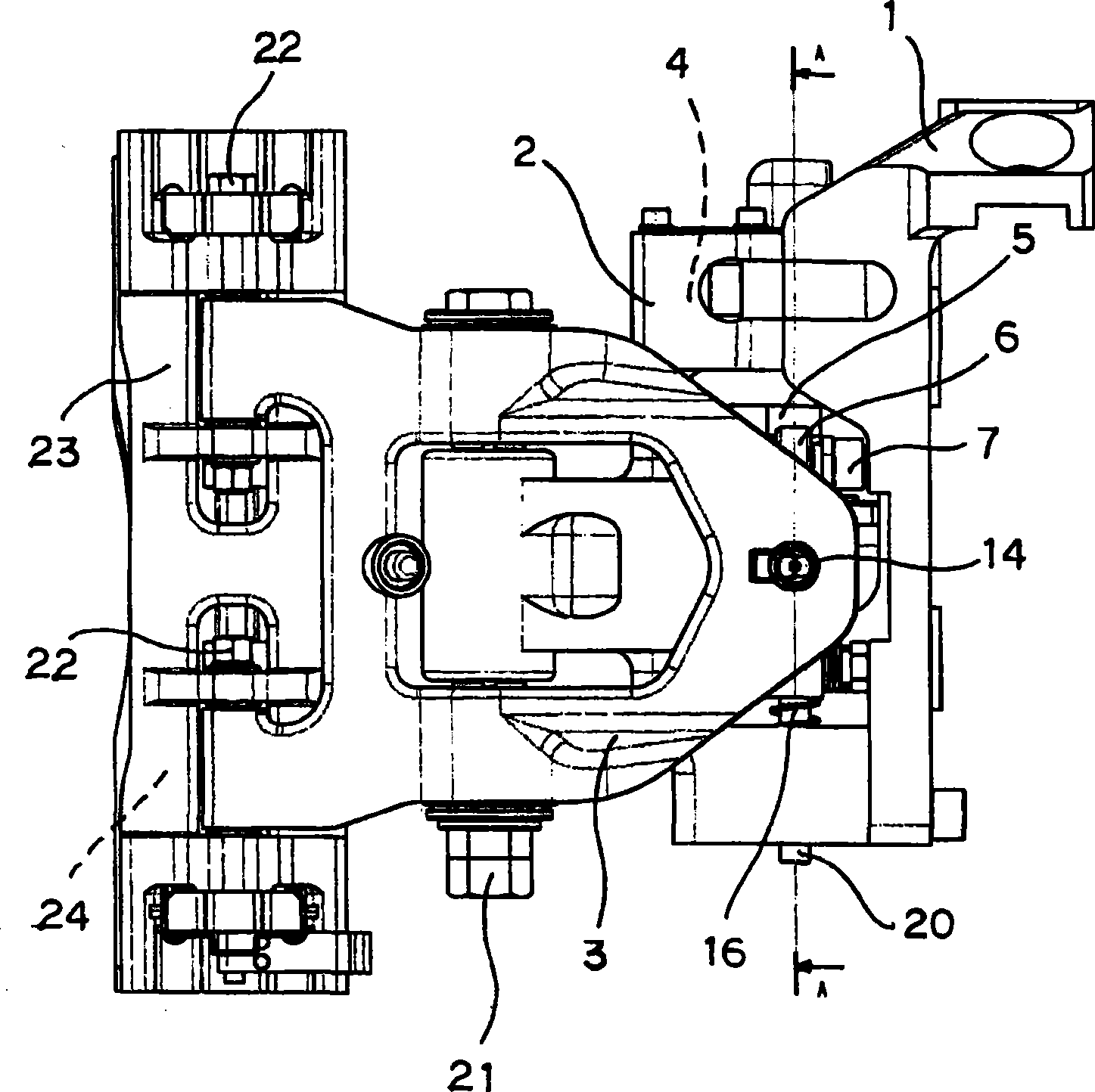 Pressing and actuating mechanism of disc brake device