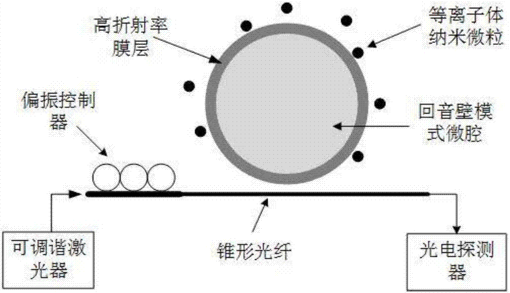 Surface plasma enhanced type mixture medium echo wall mode microcavity sensor