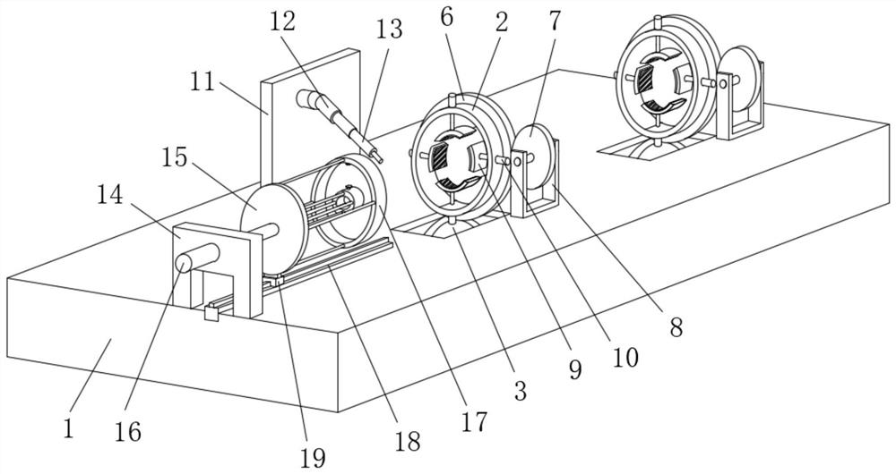 Steel pipe annular welding device with welding seam detection function