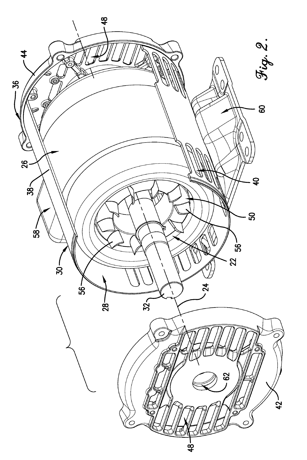 Squirrel cage rotor with copper filled plastic bars and rings